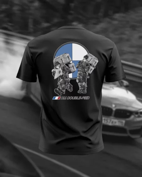 T-SHIRT NOIR "BM DOUBLE PIED" – Image 2