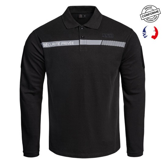 Polo SÉCU-ONE manches longues Sécurité Privée noir