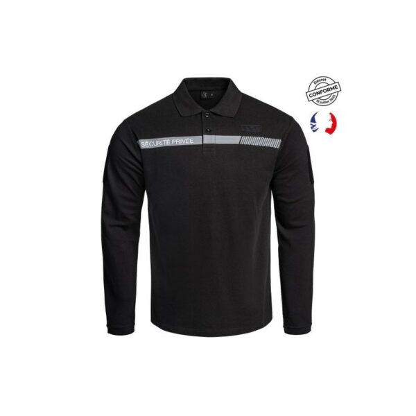 Polo SÉCU-ONE manches longues Sécurité Privée noir