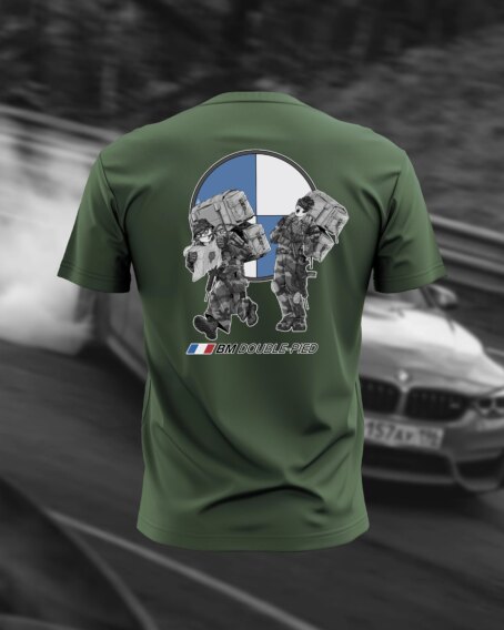T-SHIRT VERT " BM DOUBLE PIED "