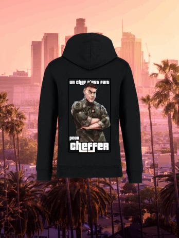 SWEAT NOIR “UN CHEF C’EST FAIT POUR CHEFFER”